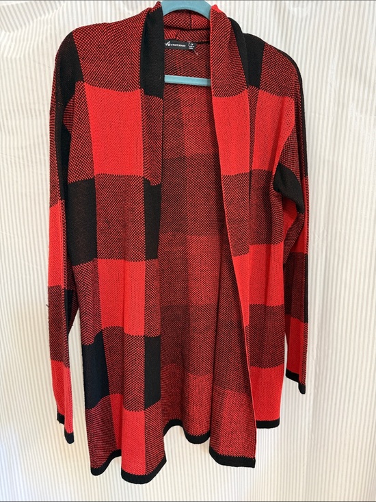 Harve Benard Sweaters - Harve Benard Red and Black Knit Cardigan